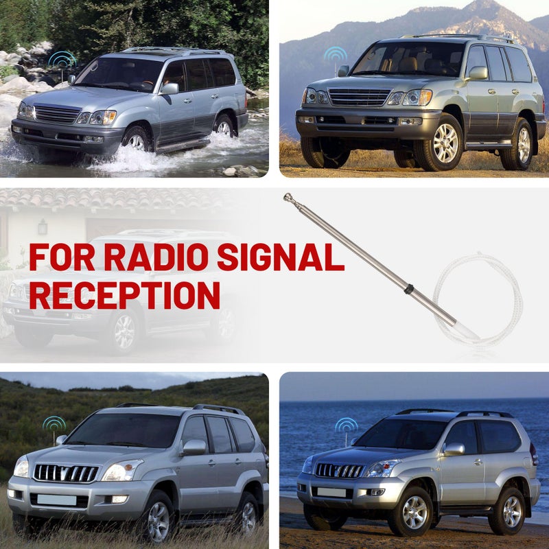 RED WOLF هوائي سيارة RED WOLF للطاقة لجهاز Lexus LX470 من 1998-2007، Toyota Land Cruiser من 1998-2008 هوائي بديل لاستقبال راديو AM/FM استبدال #86337-60151، 44 بوصة - Image 4
